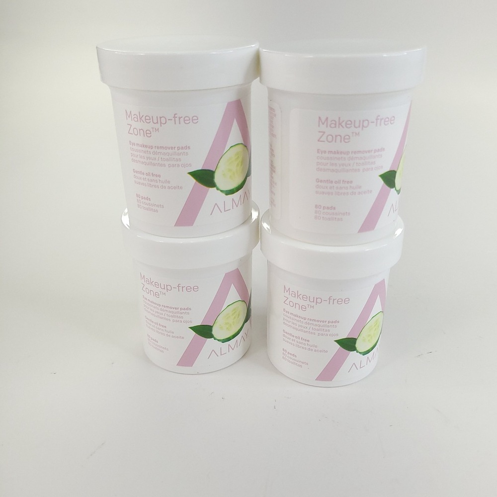 Lot Of 4 Almay Oil Free Eye Makeup Remover Pads Makeup Free Zone 80 Pads Each